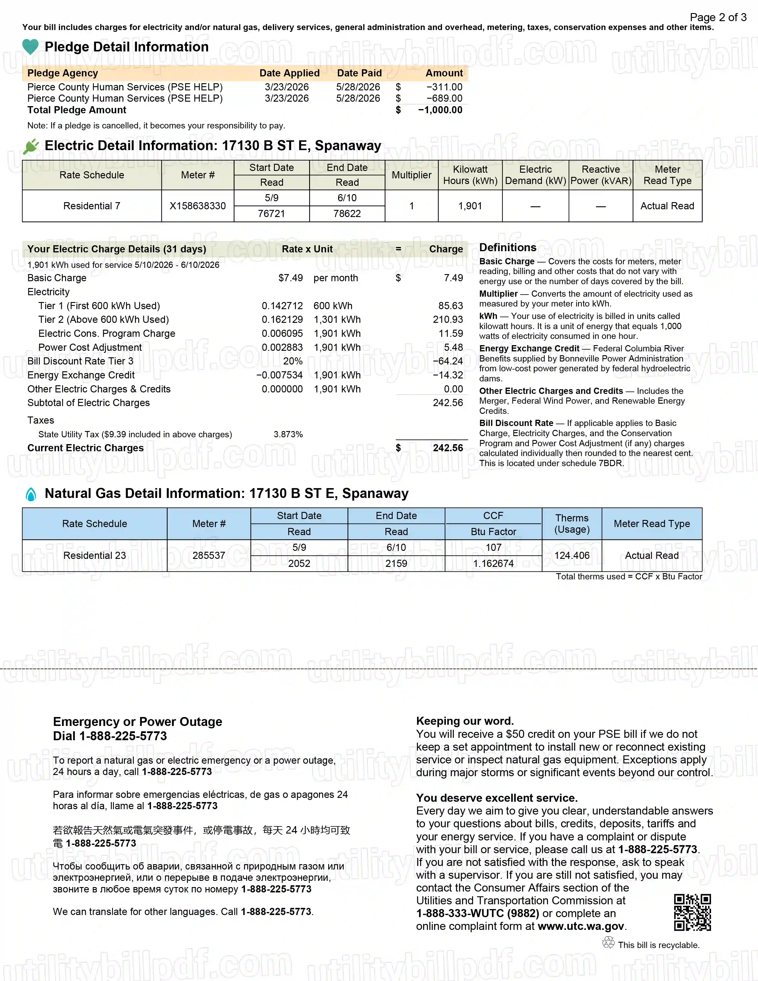 Seattle City Light Bill
